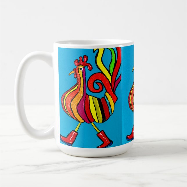 Rooster mit Stiefeln Kaffee Tasse (Links)
