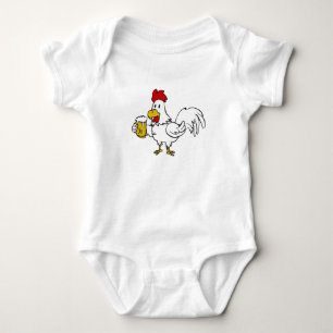 Rooster mit Tasse Hintergrundfarbe auswählen Baby Strampler