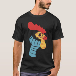 Rooster Modern Simple Black Art Illustration T-Shirt