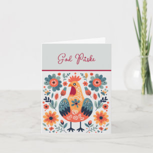 Rooster Orange Yellow Turquoise God Påske Karte