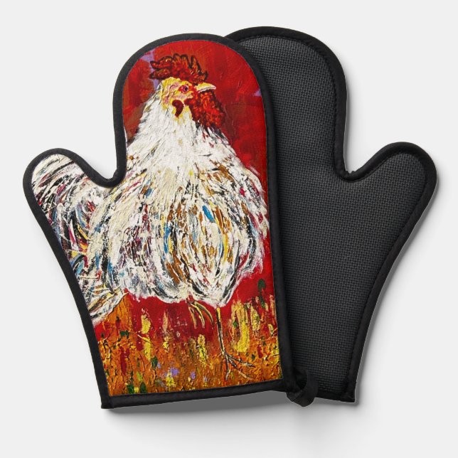 Rooster Oven Mitt Ofenhandschuh (Vorderseite/Rückseite)
