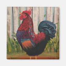Rooster Painting Art Magnet