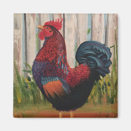 Rooster Painting Art Magnet