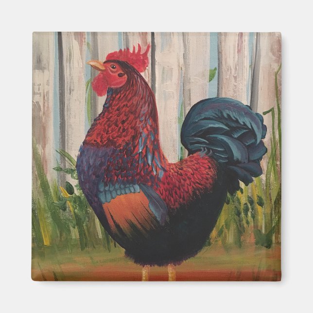 Rooster Painting Art Magnet (Vorne)