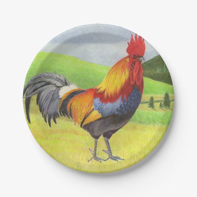 Rooster Pappteller (Vorderseite)