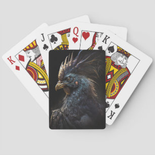 Rooster Portrait Animal Nature Dark Paint Spielkarten