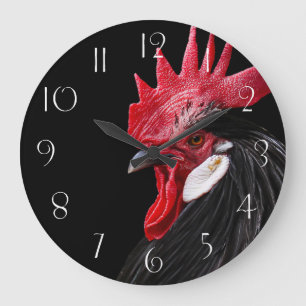 Rooster portrait große wanduhr