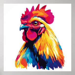 Rooster Portrait Illustration Aquarellmalerei Poster