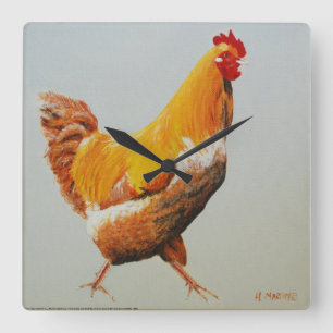 Rooster Quadratische Wanduhr