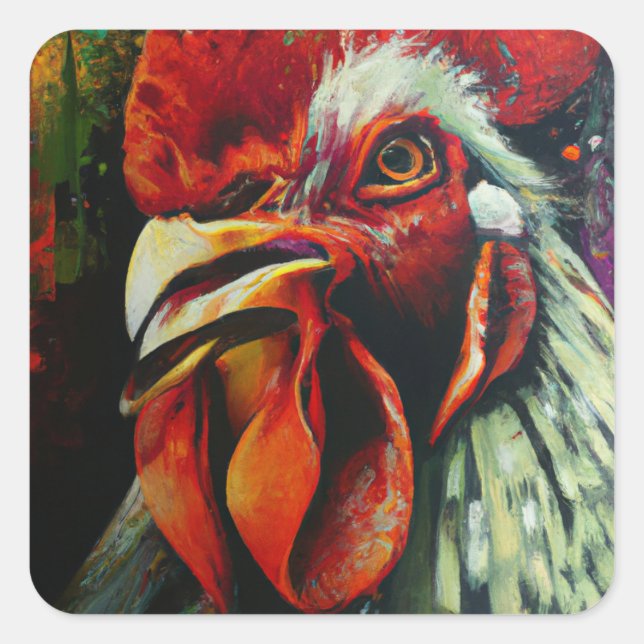 Rooster Quadratischer Aufkleber (Vorderseite)