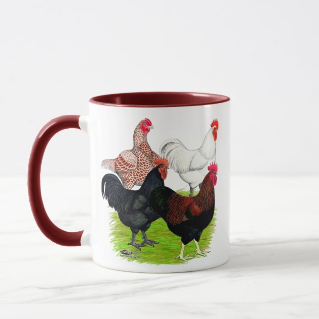 Rooster-Quartett für Heavy Rasse Tasse (Links)
