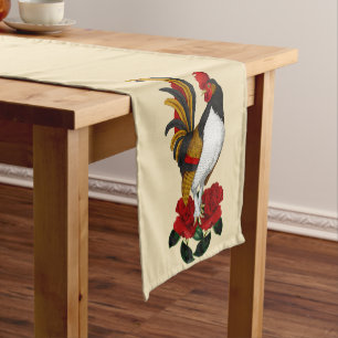 Rooster Red Black Gold Kurzer Tischläufer
