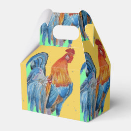 Rooster Red Blue Child Birthday Cake Favor Box Geschenkschachtel
