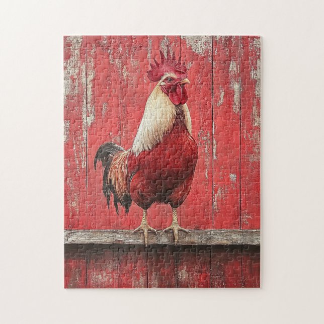 Rooster Red Wood Barwall (Vertikal)
