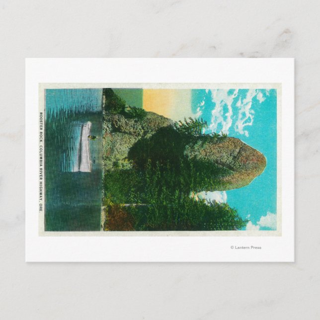 Rooster Rock on Columbia River Postkarte (Vorderseite)