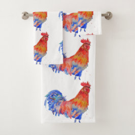 Rooster Roosters Hühner Blue Bird Boys Mens Badhandtuch Set