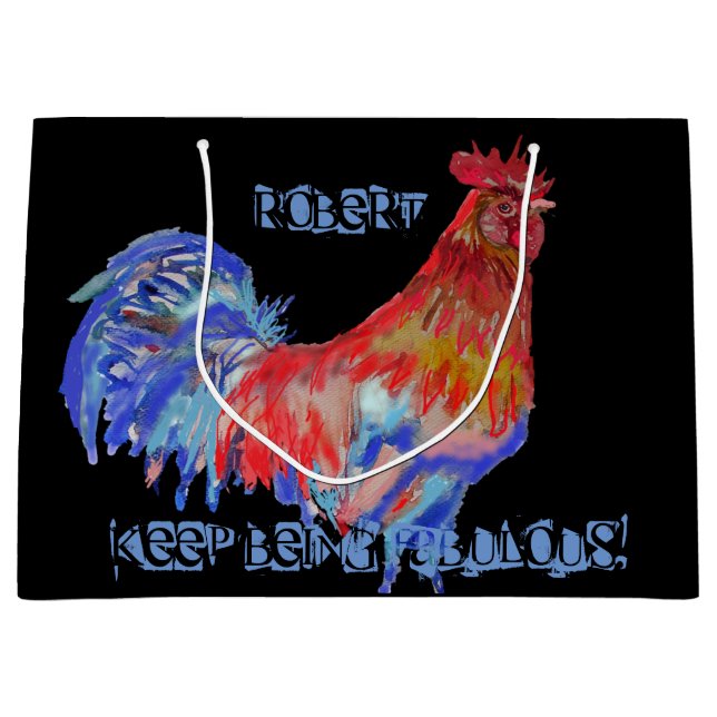 Rooster Rouge Aquarelle Mans Nom Cadeau Cadeau Sac (Devant)