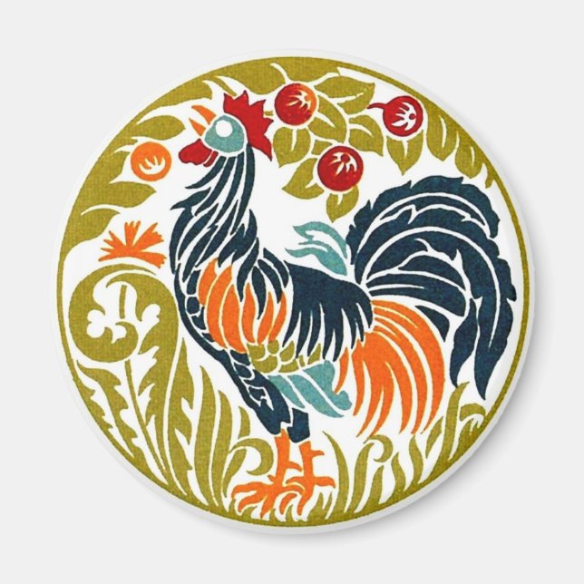 Rooster Round Magnet (Vorne)