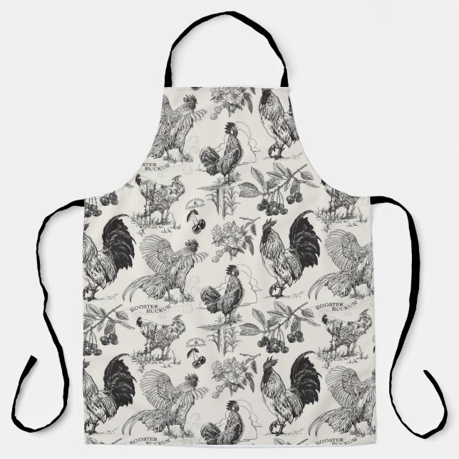 Rooster Ruckus in Schwarz - Schürze (Vorderseite)