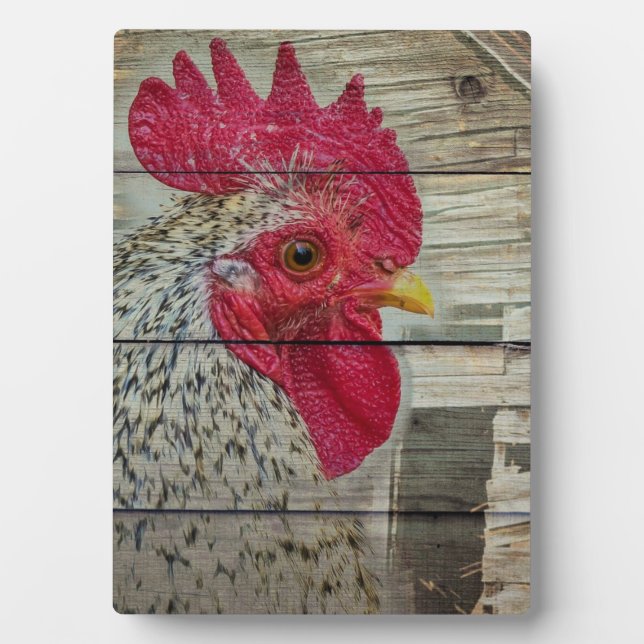 Rooster Rustic Chicken Coop Barboard Board Fotoplatte (Vorderseite)