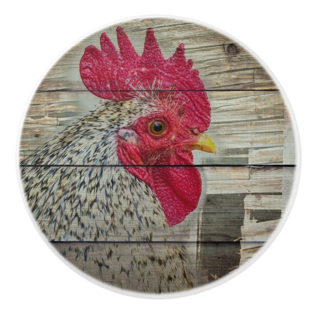 Rooster Rustic Chicken Coop Barboard Board Keramikknauf (Vorderseite)