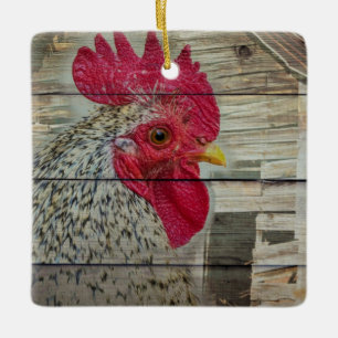 Rooster Rustic Chicken Coop Barboard Board Keramikornament