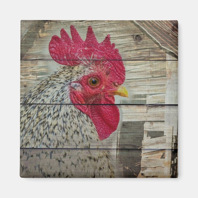 Rooster Rustic Chicken Coop Barboard Board Magnet (Vorne)