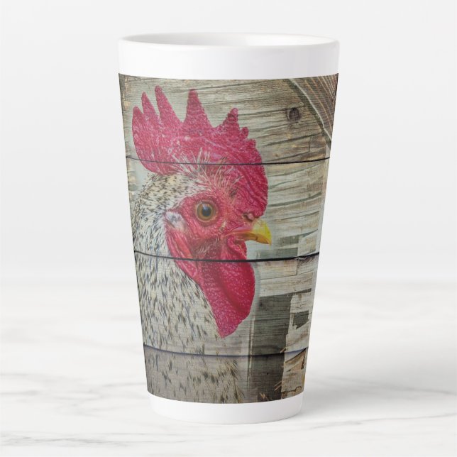 Rooster Rustic Chicken Coop Barboard Board Milchtasse (Vorderseite)