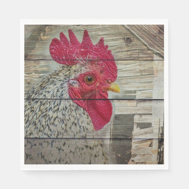 Rooster Rustic Chicken Coop Barboard Board Serviette (Vorderseite)