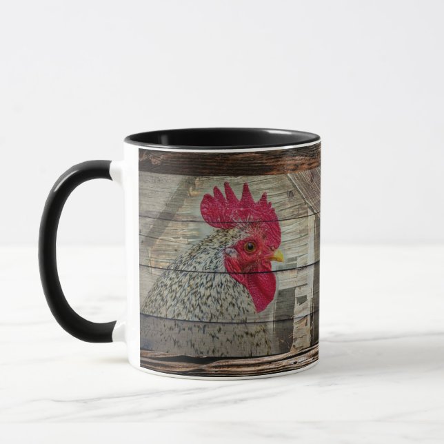 Rooster Rustic Chicken Coop Barboard Tasse (Links)