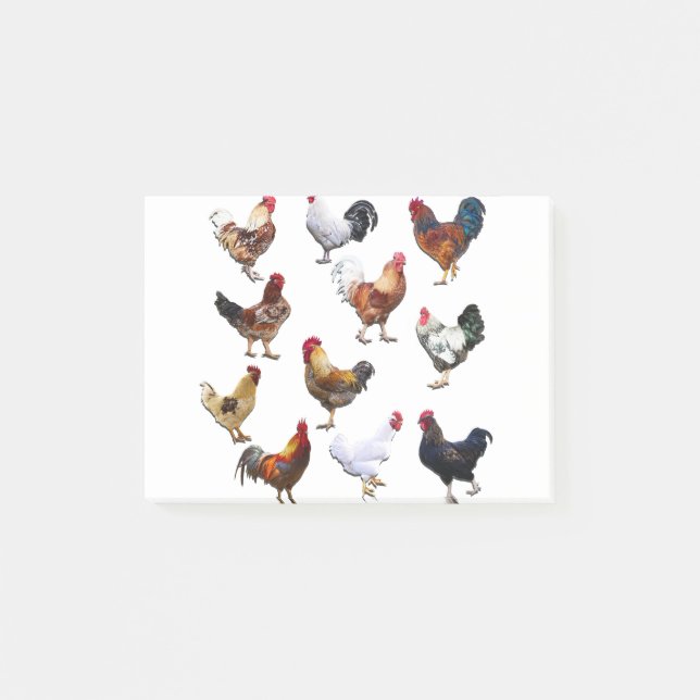 Rooster sammeln Farbhühnchen Post-it Klebezettel (Vorderseite)