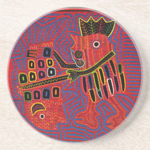 Rooster Scaling a Fish with a Machete Sandstein Untersetzer