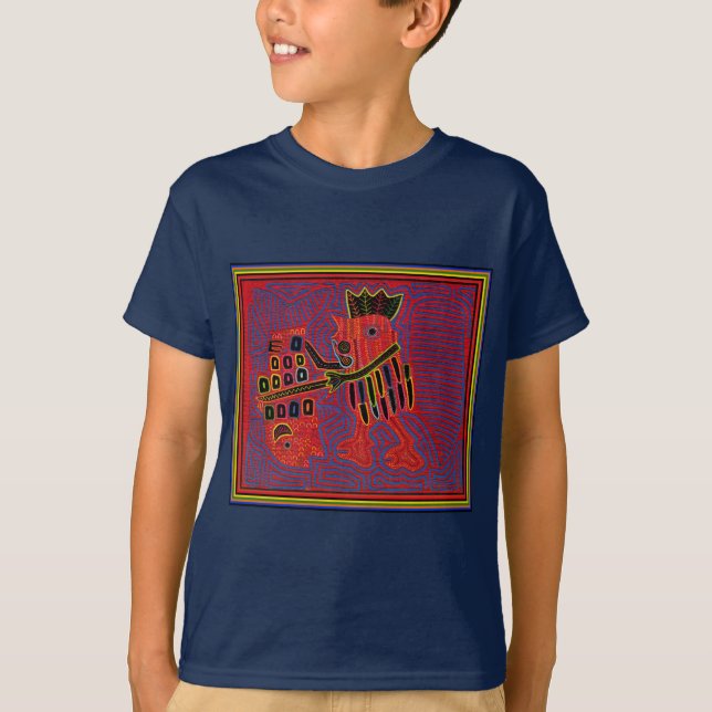 Rooster Scaling a Fish with a Machete T-Shirt (Vorderseite)