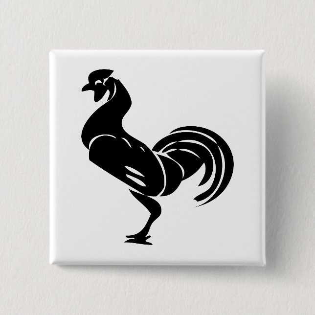 Rooster Silhouette Button (Vorderseite)