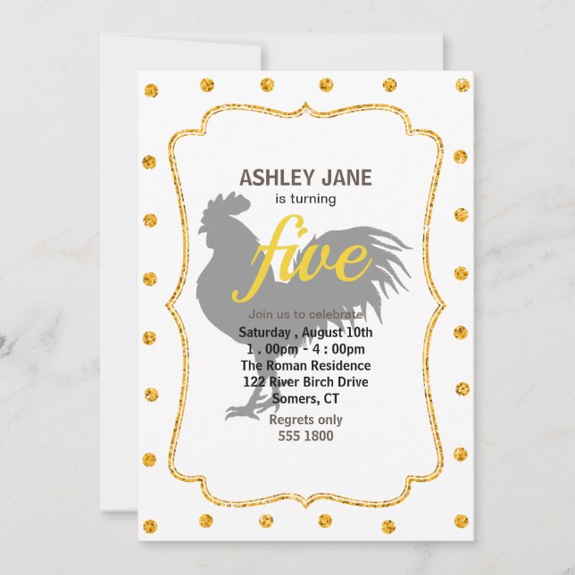 Rooster-Silhouette - Hintergrundfarbe auswählen Einladung (Vorderseite)