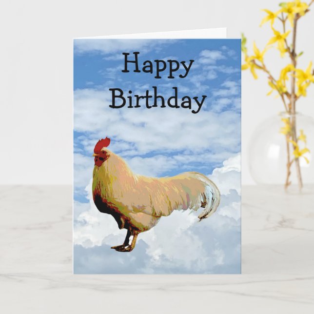 ROOSTER SKY SCHLIESST GLÜCKLICH BIRTHDAY GREETING  KARTE (Gelbe Blume)