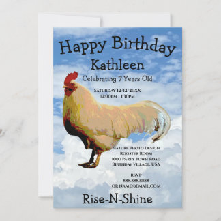 ROOSTER SKY SCHLIESST GLÜCKLICH BIRTHTAGEINLADUNG EINLADUNG