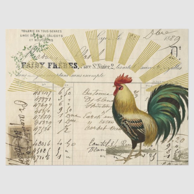 Rooster Sonnenaufgang Ephemerentweck Seidenpapier (Vorderseite)