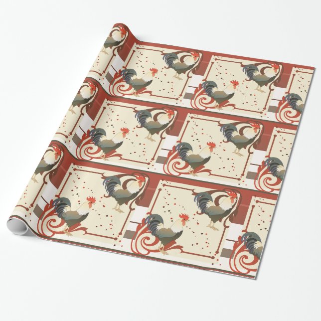 Rooster Sparkle Musterpapier Geschenkpapier (Ungerollt)