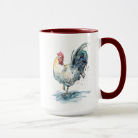 Rooster Splash - Aquarell