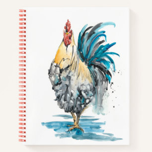 Rooster Splash - Aquarellbild Notizbuch