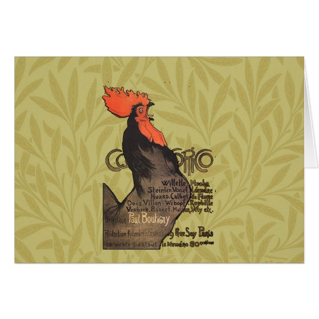 Rooster Steinlen Cocorico Französische Kunst (Vorderseite (Horizontal))