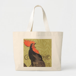 Rooster Steinlen Cocorico Französische Kunst Jumbo Stoffbeutel