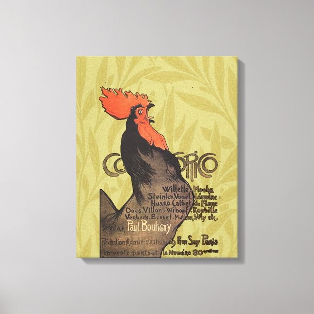 Rooster Steinlen Cocorico Französische Kunst Leinwanddruck (Vorderseite)