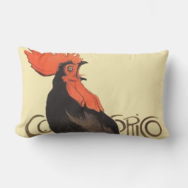 Rooster Steinlen Cocorico Französische Kunst Lendenkissen (Vorderseite)