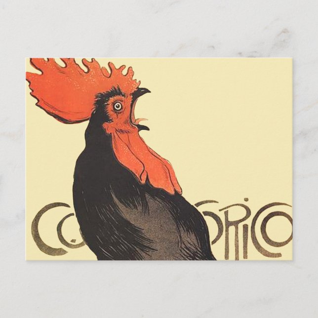 Rooster Steinlen Cocorico Französische Kunst Postkarte (Vorderseite)
