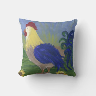 Rooster Sunrise Kissen rot hinten