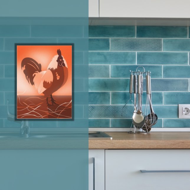 Rooster Sunset Orange Kitchenette Wand an Wand Kun Poster (Von Creator hochgeladen)