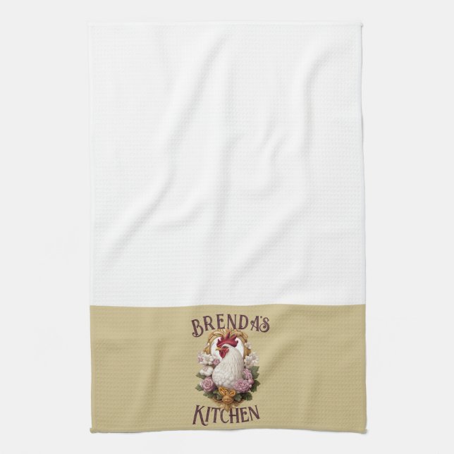 Rooster & Trauben Heraldic Crest, schlicht, Geschirrtuch (Vertikal)