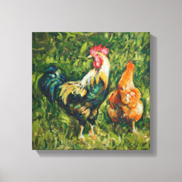 Rooster und Hen Leinwanddruck